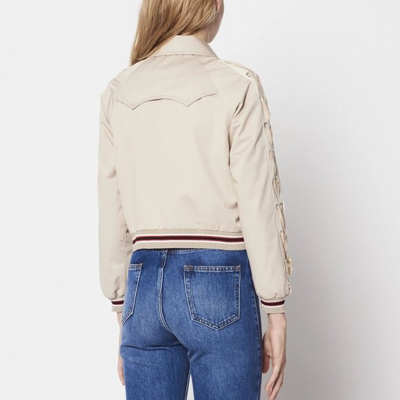 SANDRO LOT LACE UP SLEEVE BOMBER JACKET - Picture 3 of 9